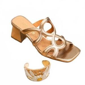 NEW LODI women's go heeled sandal in gold